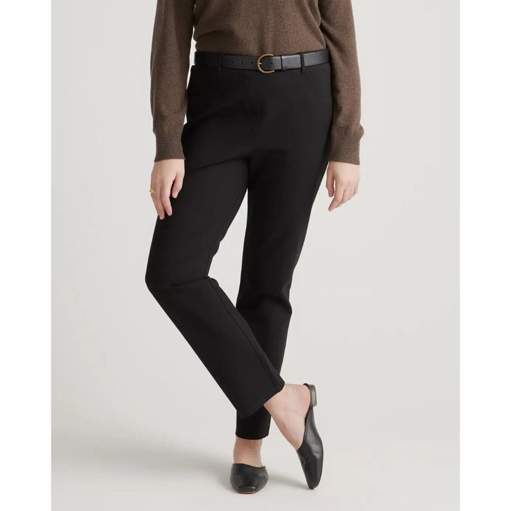 Quince Black Ponte Pants - Straight Leg - 4 Pocket - S Petite - 28" - NWT